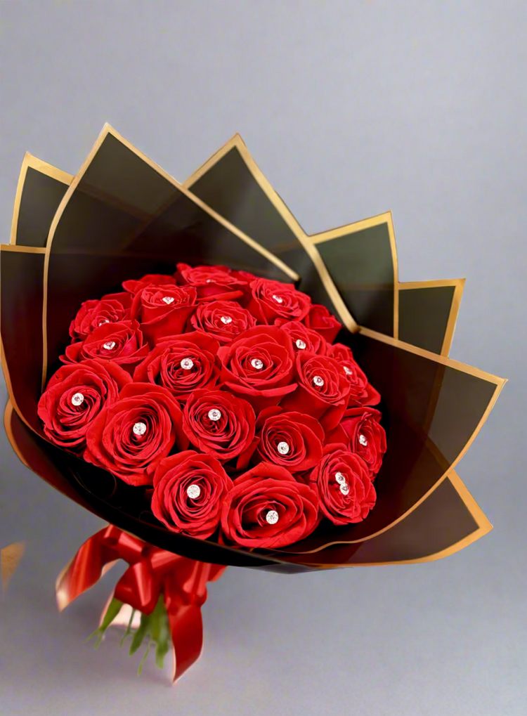 24 Glam Red Roses Buchon