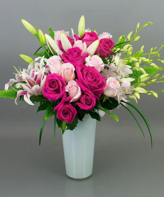 Pink Lilies & Roses