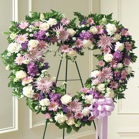 Lavender Fields Open Heart Standing Wreath